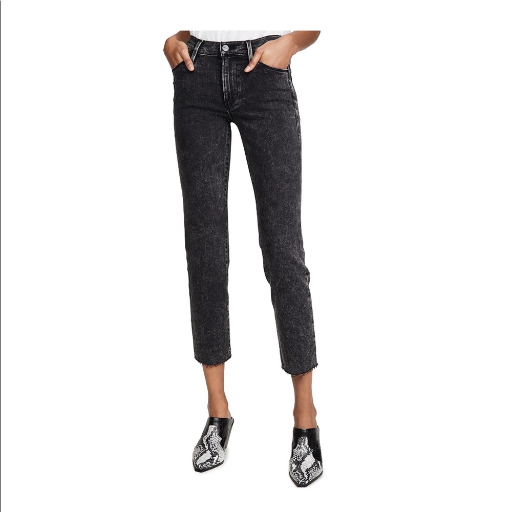 Straight Leg Jeans Frame - Le High Straight Raw Edge Jeans - LHSTRA793BKEYN